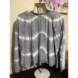 Free People Tie Dye Oversized Sweatshirt Cotton Blue Dolman Sleeves Women’s L